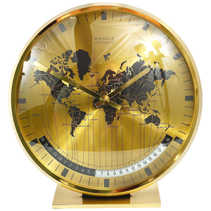 Mid-Century Brass Table Clock attributed to Wilhelm Kienzle, Germany, 1960s