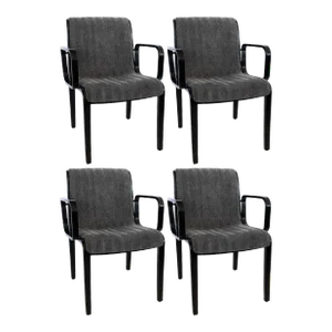 Bill Stephens For Knoll Black Lacquered Armchairs - Set of 4