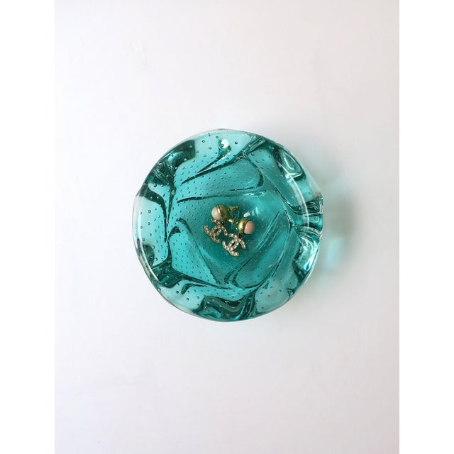 Mid-Century Modern Italian Murano Art Glass Bowl Green, Organic Modern, Circa Mid-20th Century For Sale - Image 3 of 11