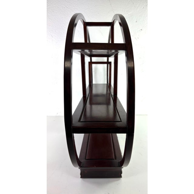 1990s Vintage Chinese Export Handcrafted Mahogany Display Shelf For Sale - Image 5 of 11
