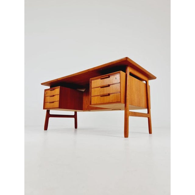 Danish Teak Executive Model No 75 Desk by Omann Jun, 1960s For Sale - Image 10 of 18