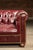 Burgundy Vintage Deep Red Leather Tufted Chesterfield Sofa With Brass Nailhead Trim For Sale - Image 8 of 9