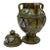 Moroccan Moorish Design Lidded Ceramic Urn Inlaid With Camel Bones & Mixed Metalwork, Decorative Footed Vessel For Sale
