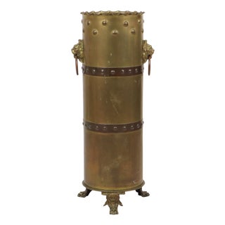 Artillery Shell Umbrella with Trench Art Lion Heads, 1920s For Sale