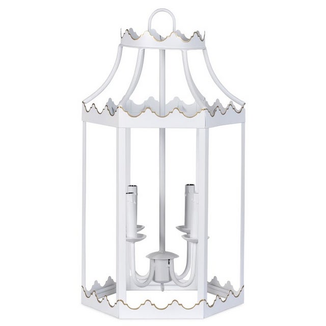 Ivory Scalloped Lantern For Sale - Image 4 of 4