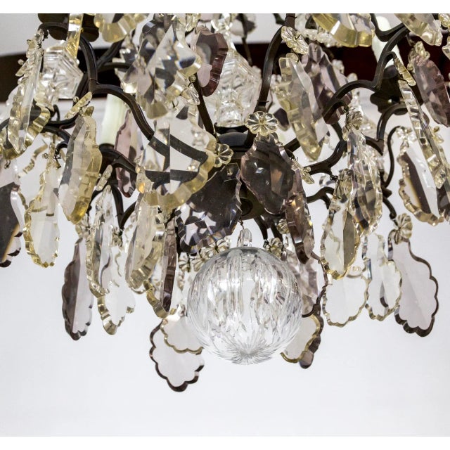 Late 19th Century Multi Crystal & Spire Blackened Bronze Birdcage Chandelier For Sale In San Francisco - Image 6 of 11