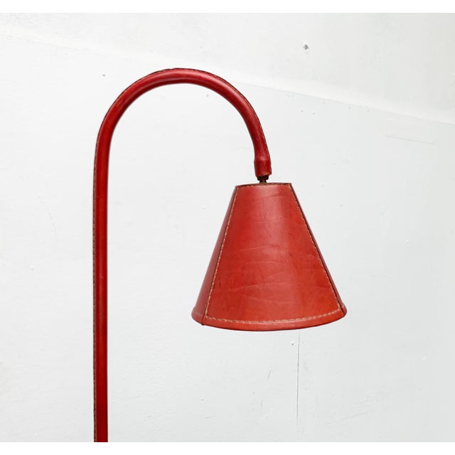 Mid-Century Modern Mid-Century Leather Floor Lamp by Jacques Adnet for Valenti, Spain, 1960s For Sale - Image 3 of 18