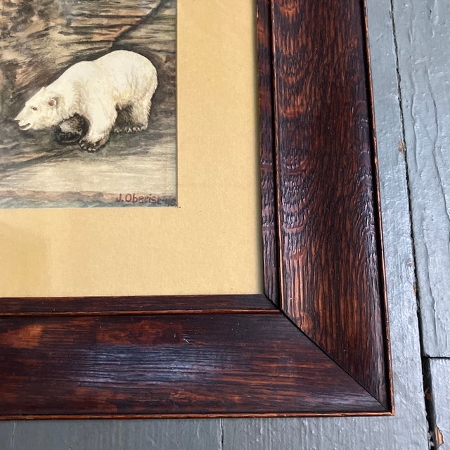 1940’s original polar bear watercolor painting in oak frame. Signed. Painting measures 4x6 or 10.5x12.5 framed. Check out...
