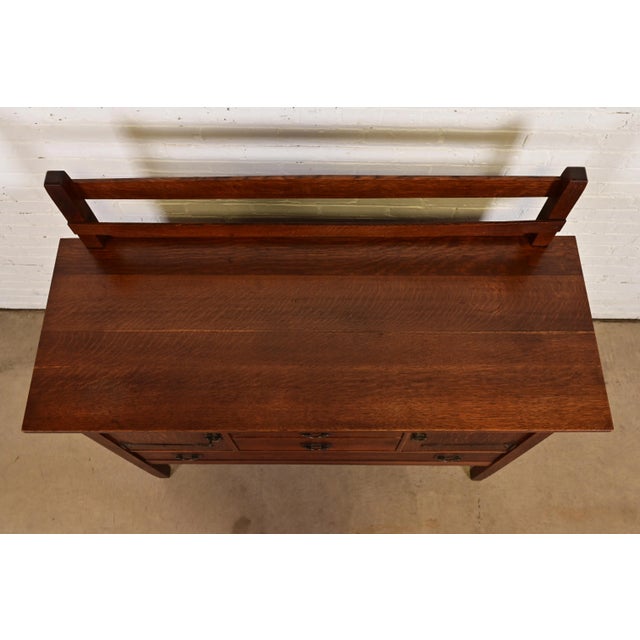 Gustav Stickley Antique Mission Oak Arts & Crafts Strap Hinge Sideboard, Circa 1910 For Sale - Image 11 of 15
