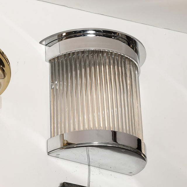 Mid 20th Century Art Deco Style Chrome & Glass Rod Sconces For Sale - Image 5 of 12