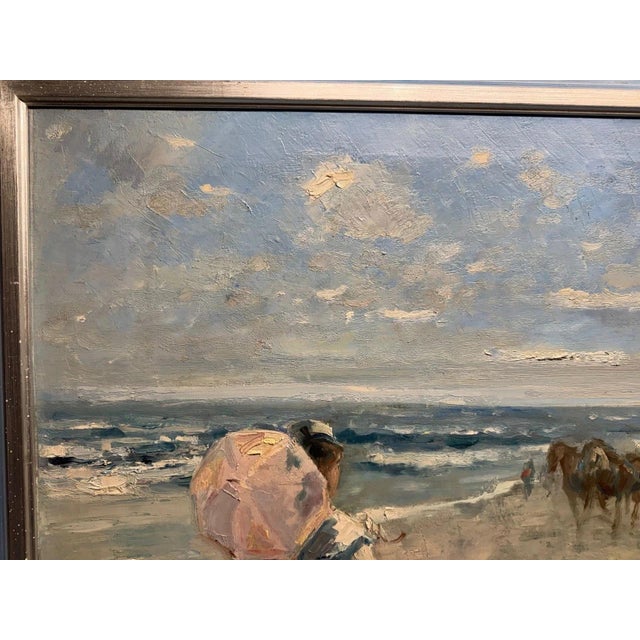 Hans Andersen Hans Jörg Wagner, Munich, Trouville Beach Promenade, France, Oil Painting on Canvas, Framed For Sale - Image 4 of 13