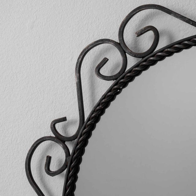 Black 20th Century French Wrought Iron Wall Mirror For Sale - Image 8 of 11
