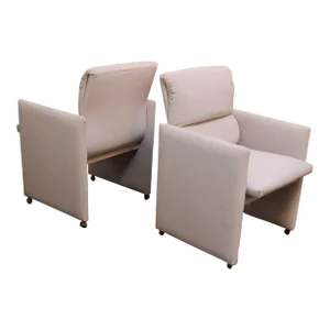 Pair of Vintage Preview Accent Chairs on Brass Caster Wheels