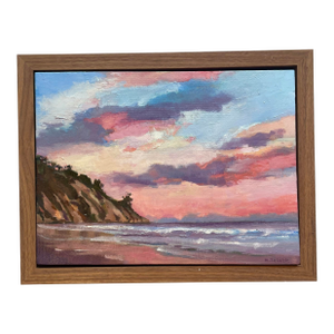 Original Oil Painting Titled "Sunset in Santa Barbara" Framed