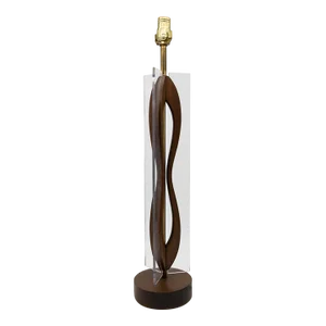 MId Century Modern Wood and Lucite Table Lamp, American Mid 20th C.