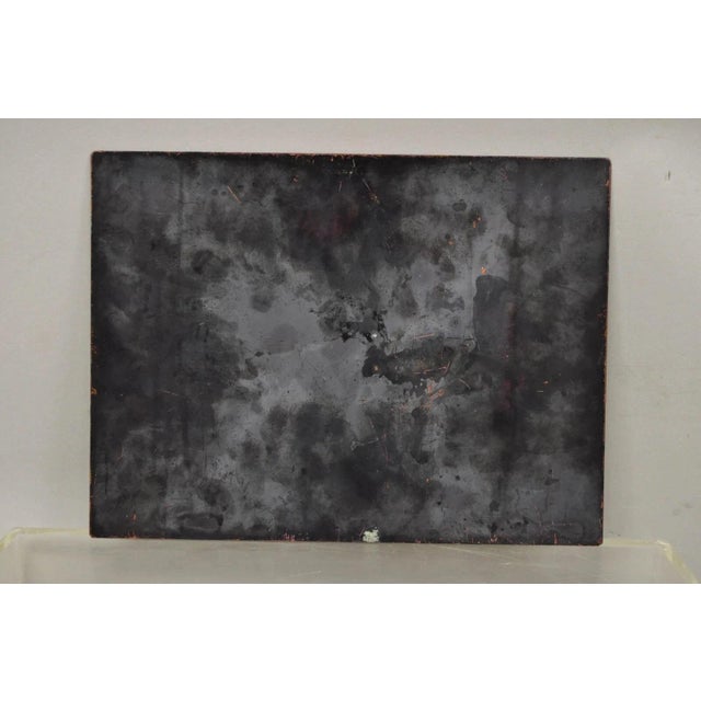 Blue Late 20th Century Dom Dominic Mingolla Enamel on Copper Painting Red Lighthouse Shoreline For Sale - Image 8 of 9