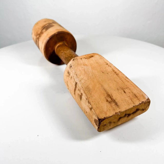 Wood 1960s Handcrafted Decorative Wood Hand Stomper Smasher Tool For Sale - Image 7 of 8