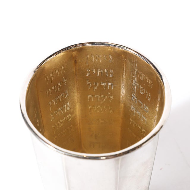 Silver Mid-Century Silver Plated Fountain Kiddush Cup Set in Grape & Vine Motif For Sale - Image 8 of 18