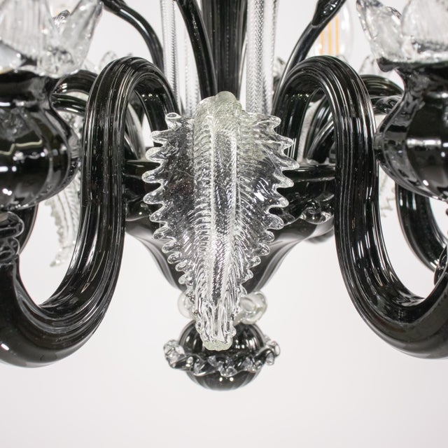 Ca’ Rezzonico’ Style Black & Clear Murano Glass Chandelier in the Manner of Giuseppe Briati For Sale - Image 15 of 18