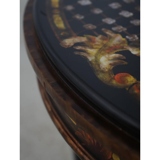 Maitland Smith Round Paint Decorated Chinoiserie Table For Sale - Image 9 of 16