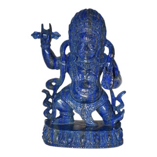 Natural Lapis Indian God Vajrapani Protector For Sale