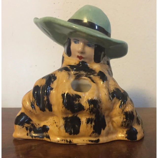 1920s Henri Delcourt Boulogne-Sur-Mer French Art Deco Porcelain Figural Inkwell or Pen Stand For Sale - Image 12 of 12