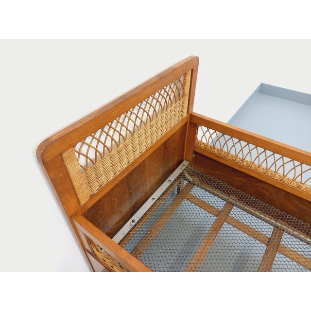 Vintage Baby Cot in Oak and Rattan, 1960s-1970s For Sale - Image 6 of 17