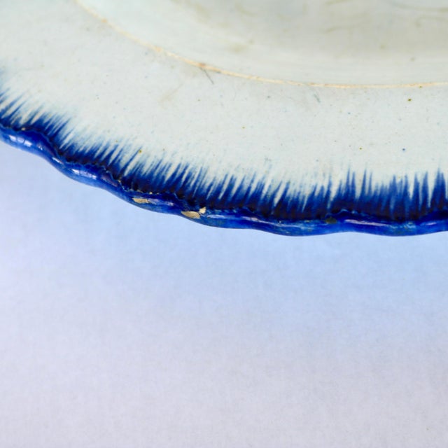 Blue 1810s Herculaneum Liverpool Blue Feather-Edge Pearlware Platter - 17.5" For Sale - Image 8 of 11