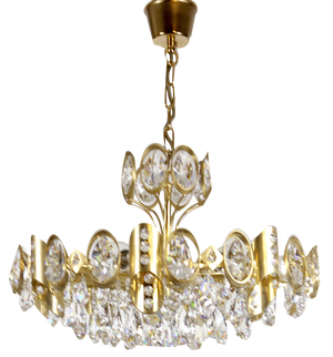 Brass & Lead Crystal Chandelier from Joska, 1970s