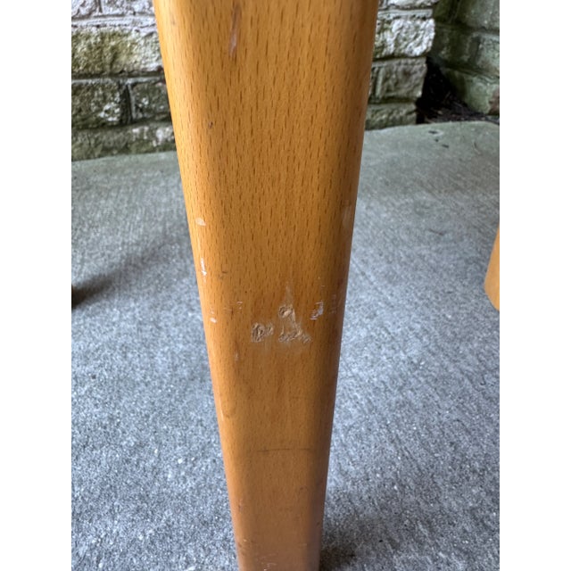 Pair of Mid 20th Century Danish Blonde Wood Stools With Upholstered Tops For Sale - Image 14 of 14