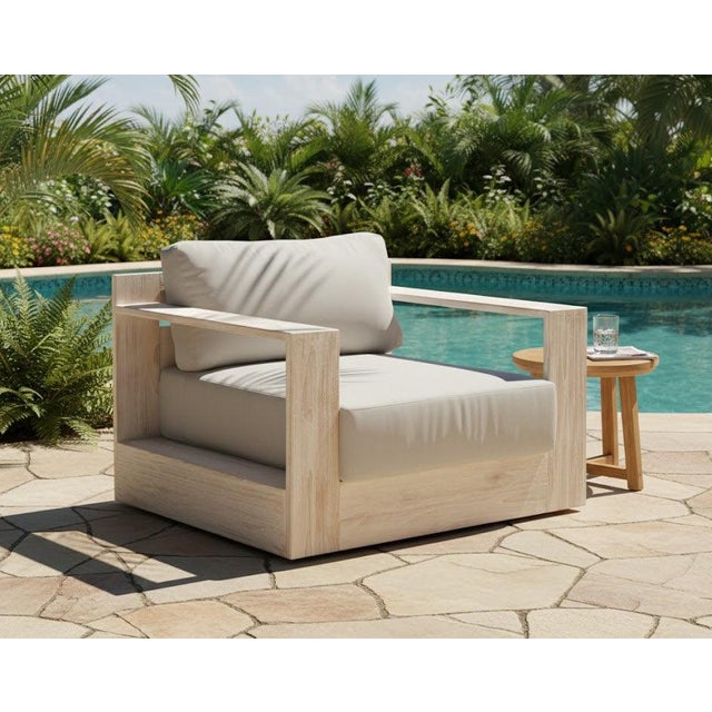 Imperial Grove Outdoor Solid Teak Wood, Natural Look Revolving Chair For Sale - Image 10 of 11