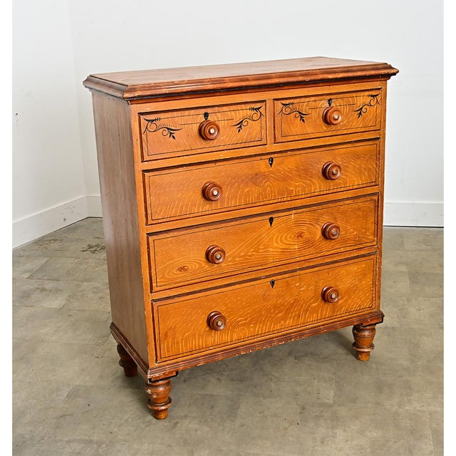 Wood English 19th Century Faux Bois Painted Chest For Sale - Image 7 of 17