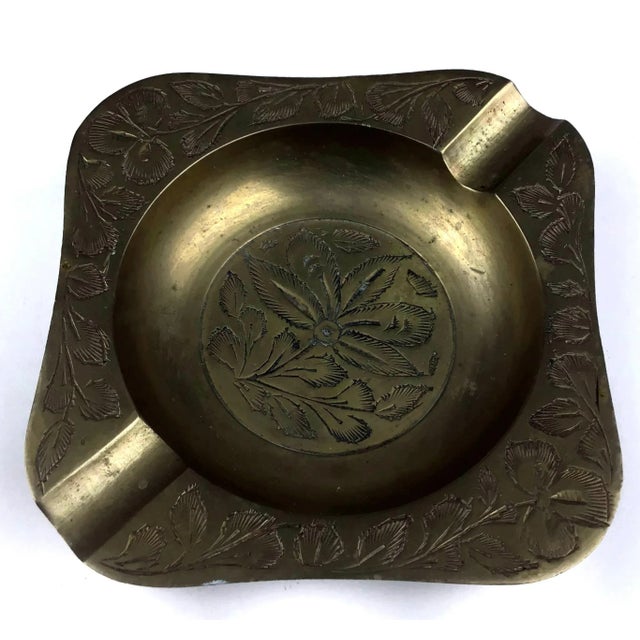 Vintage Brass Carved Ashtray For Sale - Image 9 of 9