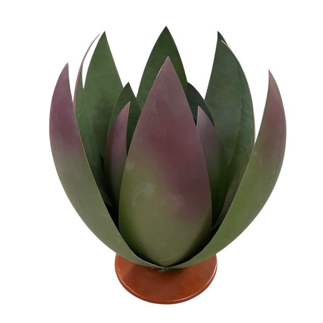 Neoclassical Vintage Moroccan Hand-Crafted Metal Lotus Sculpture For Sale - Image 3 of 11
