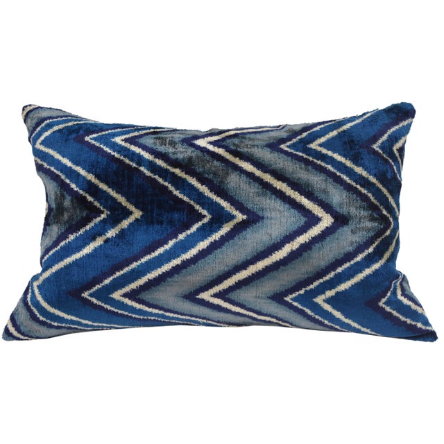 Contemporary Silk Uzbek Ikat Velvet Hand Made Pillow Cushion For Sale - Image 3 of 3