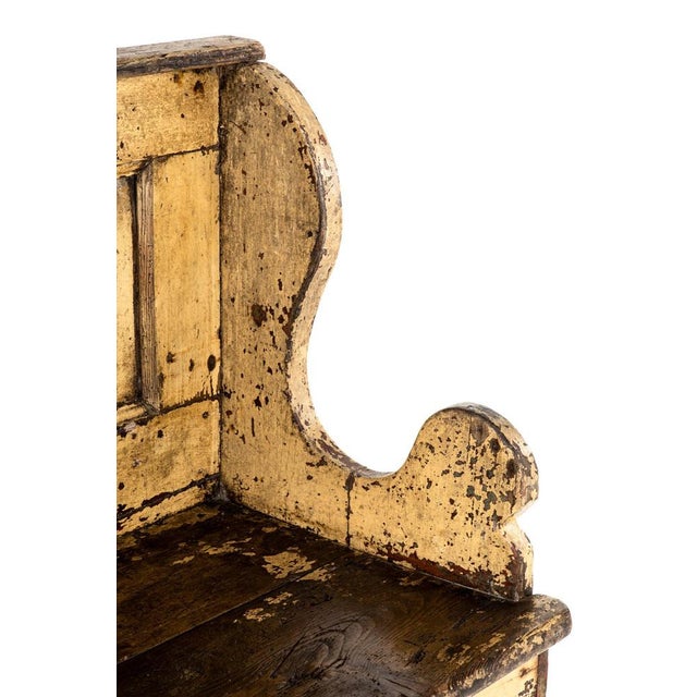 Irish Primitive Painted Pine Settle For Sale - Image 9 of 13