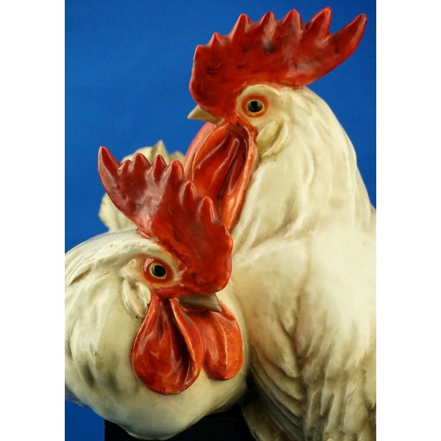Large 20th Century Sculpture of a Pair of Roosters in Stoneware Ceramic by Guido Cacciapuoti, Italy For Sale - Image 15 of 18