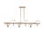 Italian horizontal chandelier with six white opaline glass globes held by champagne colored metal structure / Made in...