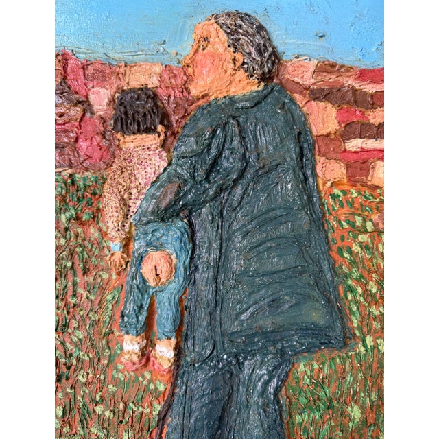 1970s 1970’s Vintage Figurative Abstract Heavy Impasto Oil Painting on Canvas Board, Framed For Sale - Image 5 of 11