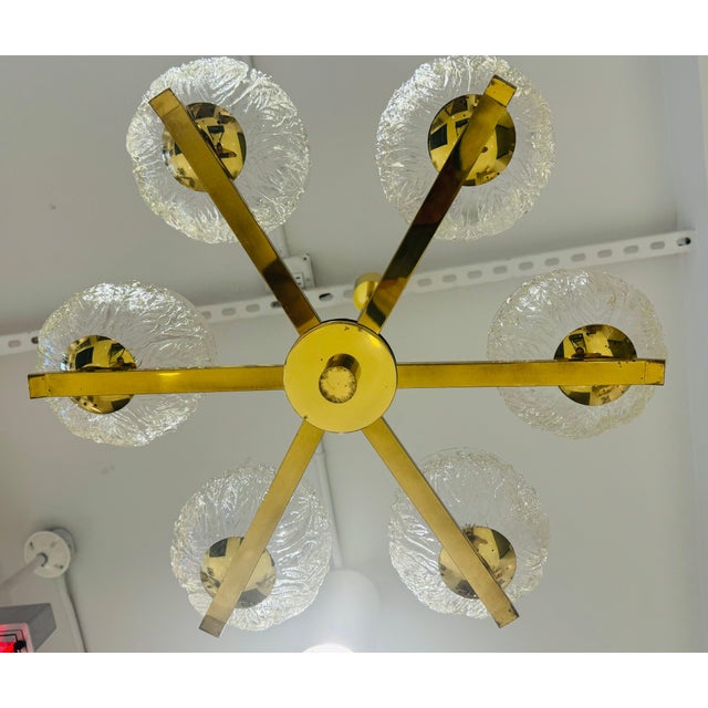 Swedish 1970s Mid Century Floral Glass Chandelier Pendant For Sale - Image 9 of 11