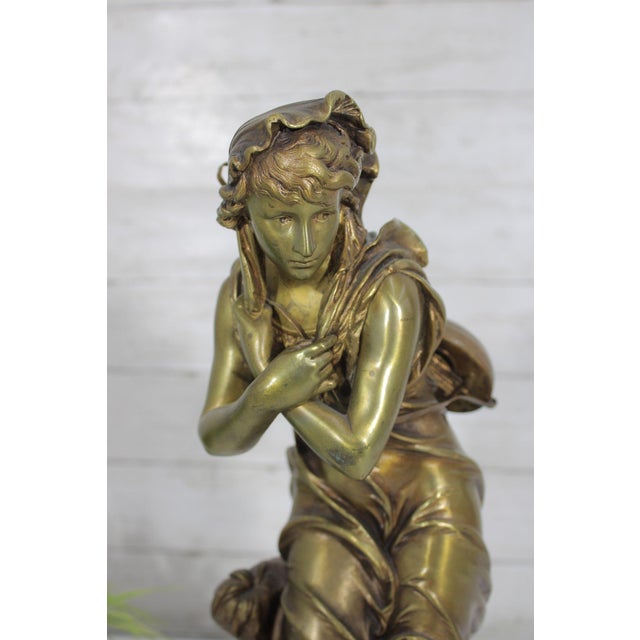 Antique 19th Century French Gilt Bronze Sculpture - Au Clair de la Lune by Eutrope Bouret - Signed 17-Inch Belle Epoque...