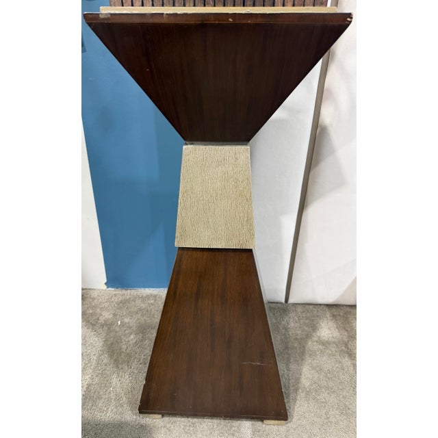 Early 21st Century Gold Tone Steel "Floating Woman" Statue With Pedestal For Sale - Image 5 of 5