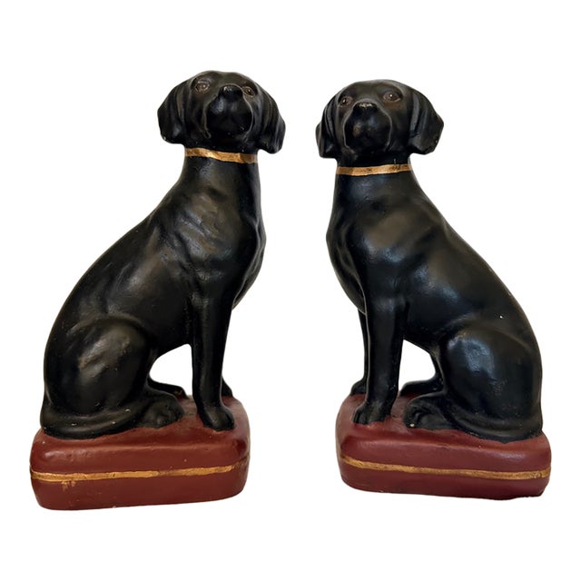 Pair of Black Labrador Retriever Bookends For Sale