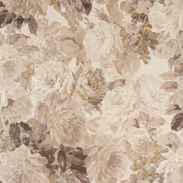 Zoffany Rose Absolute Linen Fabric in White Opal/ Mousseux For Sale
