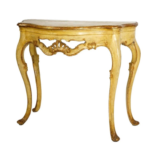 Fine Venetian Rococo Gilt and Yellow-Painted Console Table For Sale - Image 13 of 13