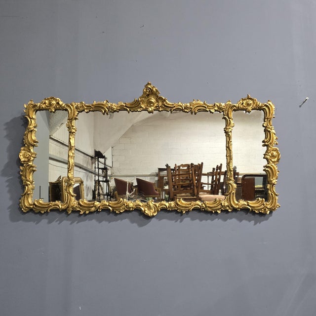 A super Victorian Rectangular gilt triple plate mirror, in excellent overall condition. 4ft x 25"