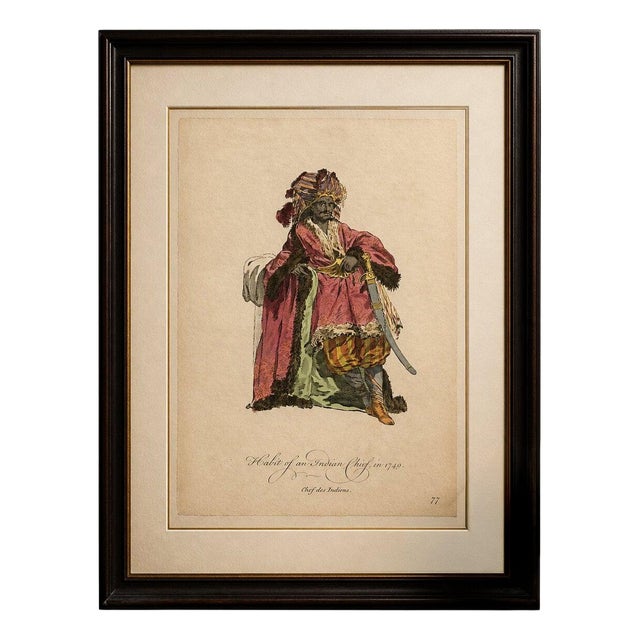 European School Artist, Indian Chief, Exotic Dress & Arms, 1749, Engraving For Sale
