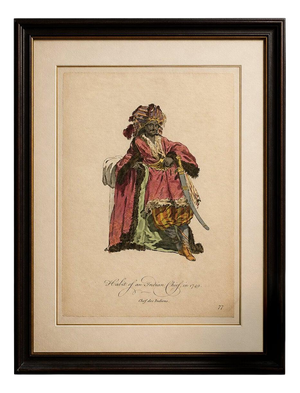 European School Artist, Indian Chief, Exotic Dress & Arms, 1749, Engraving