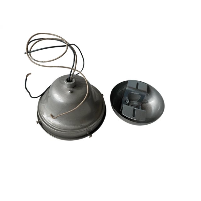 Good condition This is a vintage industrial-style Light Plate with Socket Flush Mount by Perfeclite, Inc. of Cleveland,...