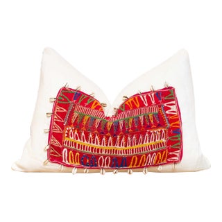 Festive Himalayas Tribal Antique Linen Pillow For Sale